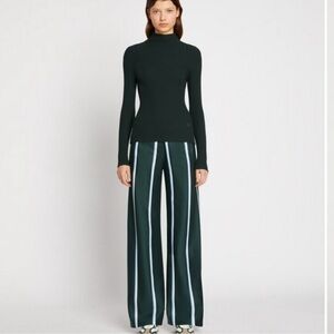 Tory Burch Dark Green Striped Pants